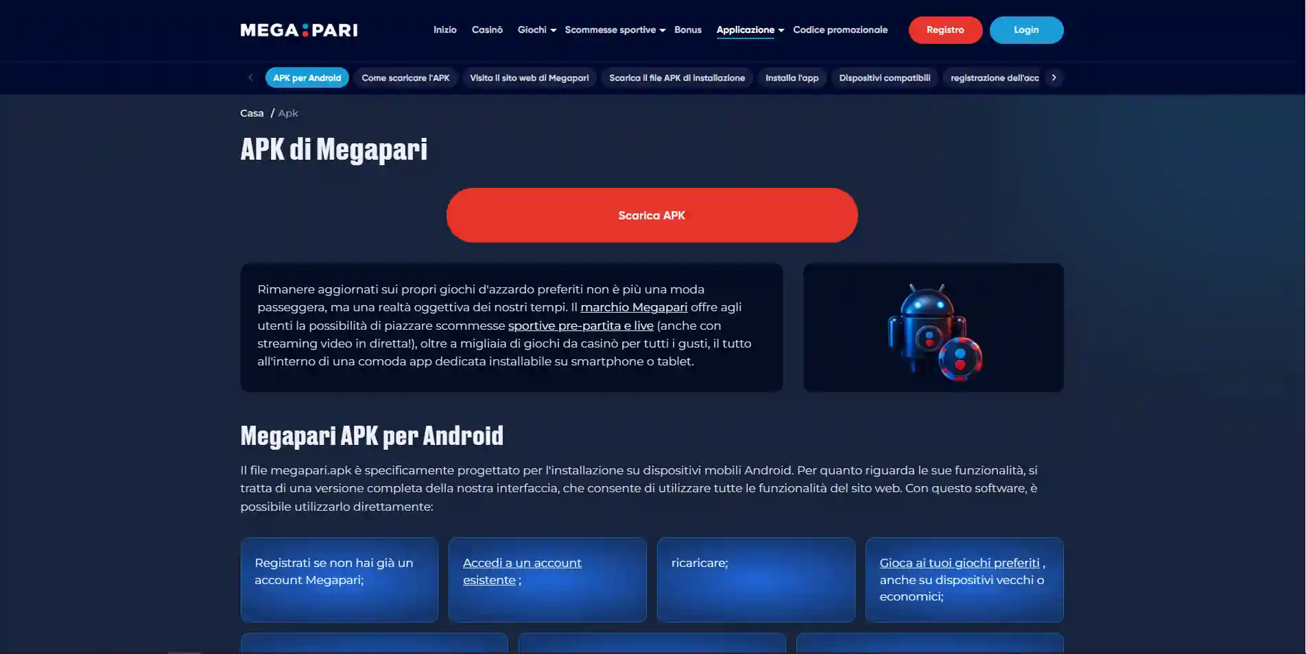 App de Megapari: Android, iOS y versión móvil en España